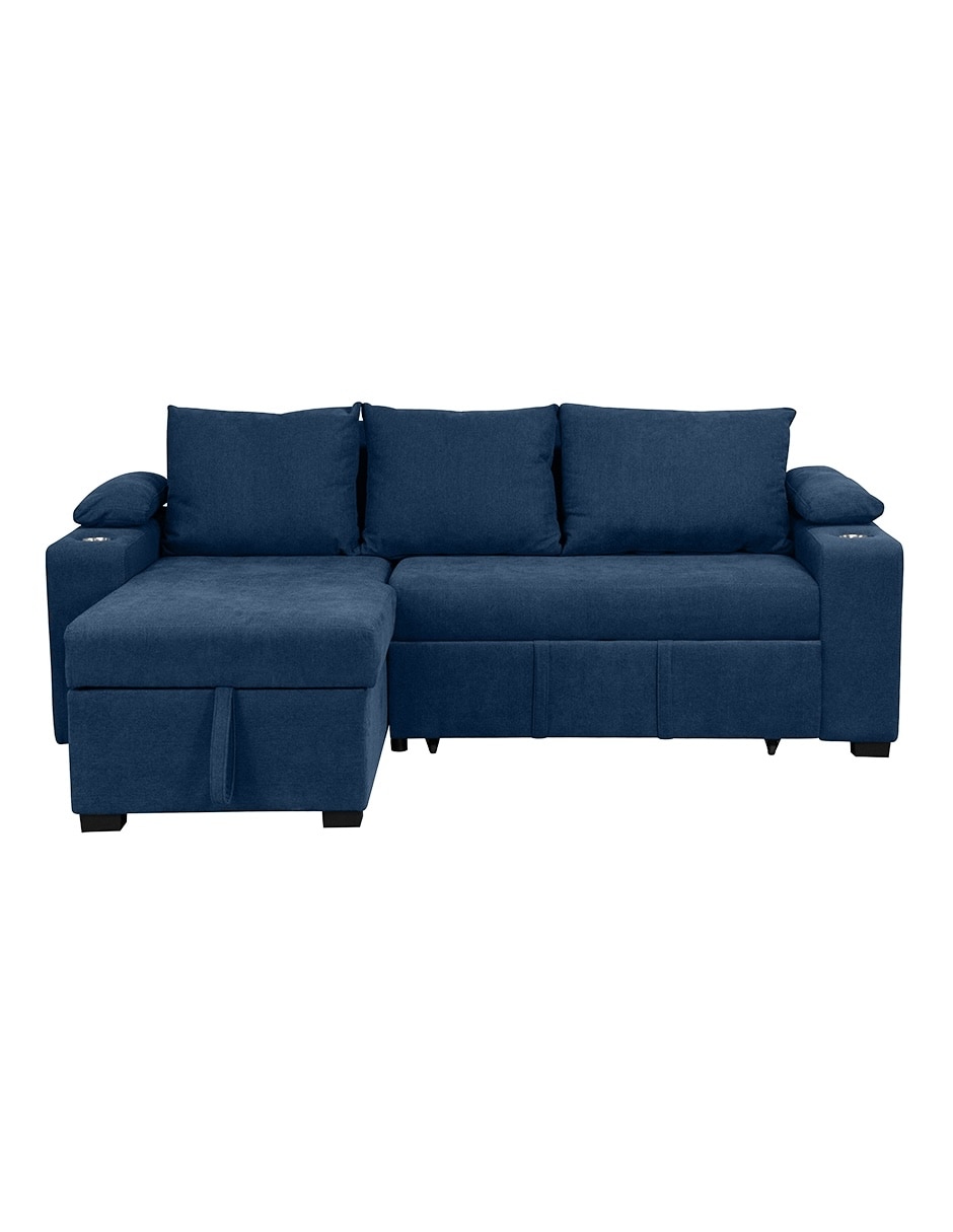 SOFÁ CAMA NORMAN IZQ MADERA PINO, AZUL