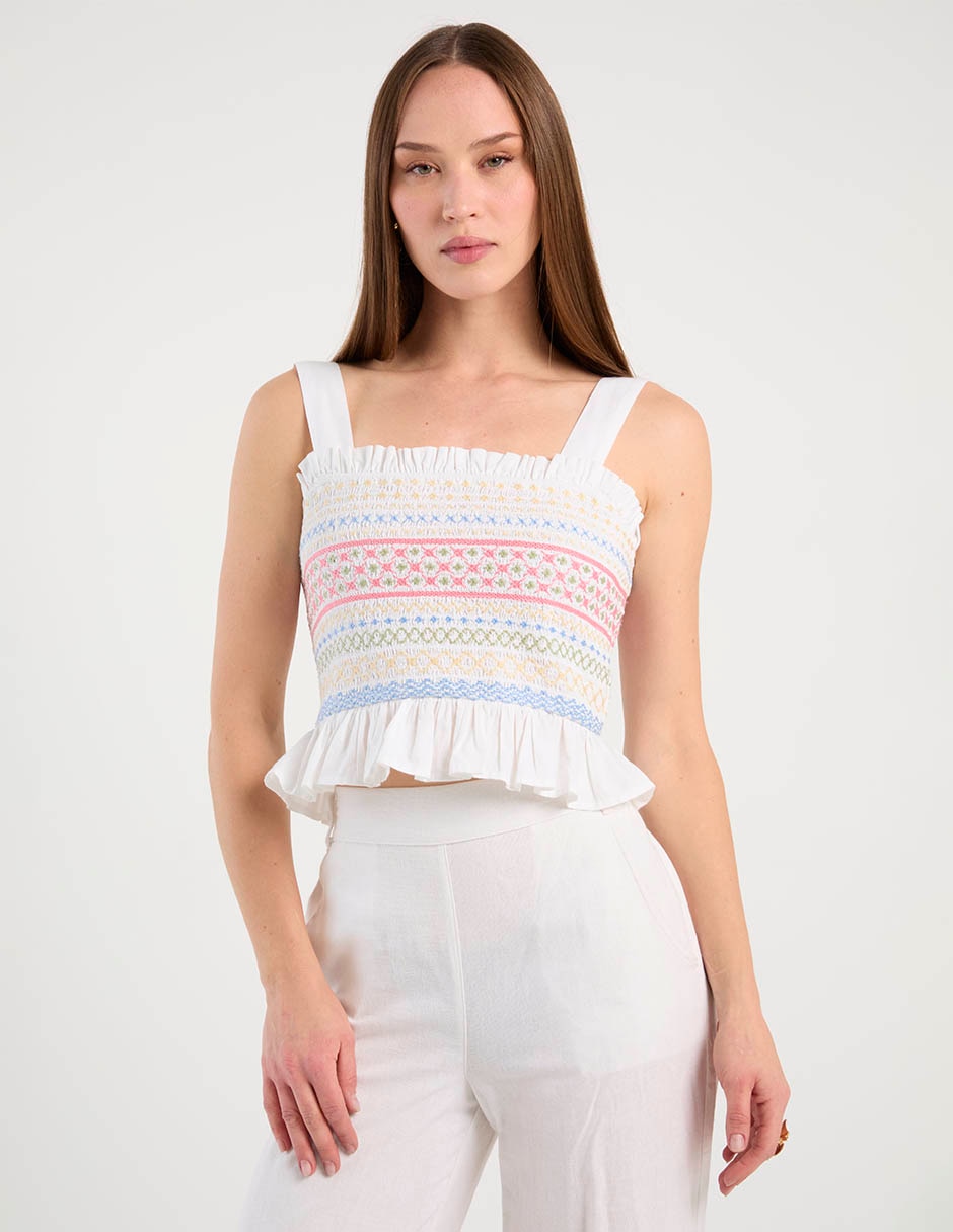 Top petite studio cuello cuadrado escote medio tirante ancho