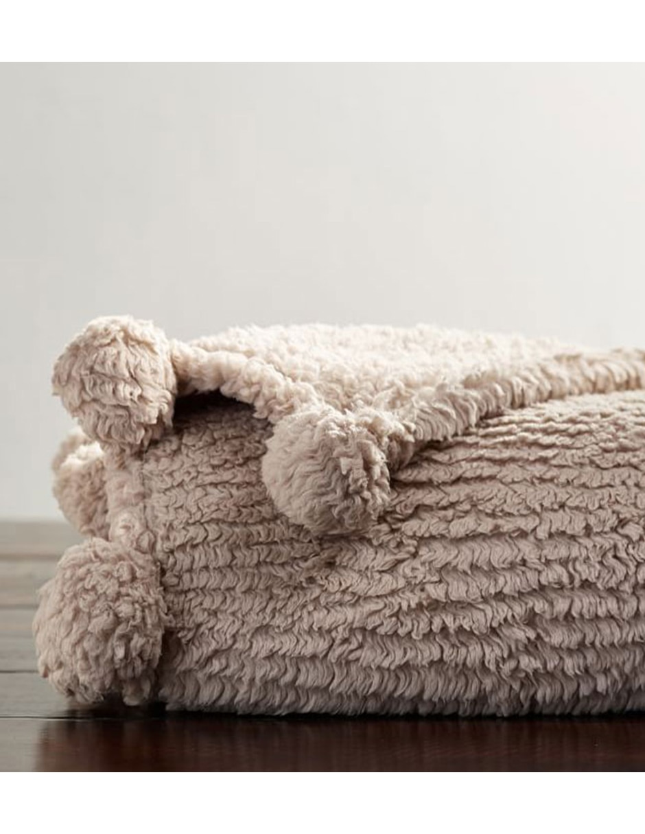FRAZADA COZY POM PO, 60 X 60 CM, KHAKI