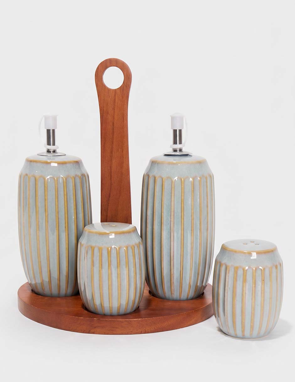 Set de aceitera y vinagrera Haus de cerámica