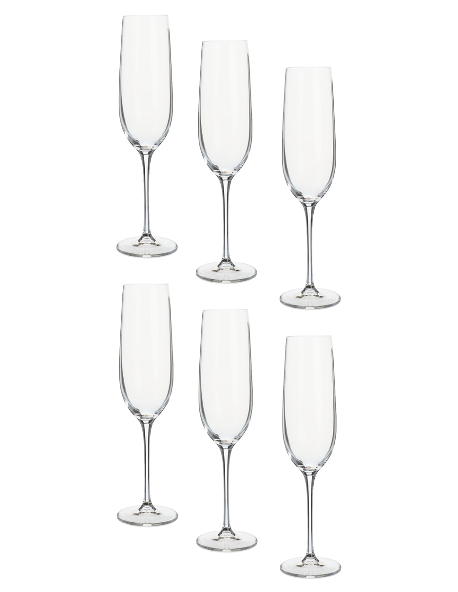 Set de copas para champán Bohemia Uria de cristal 6 piezas