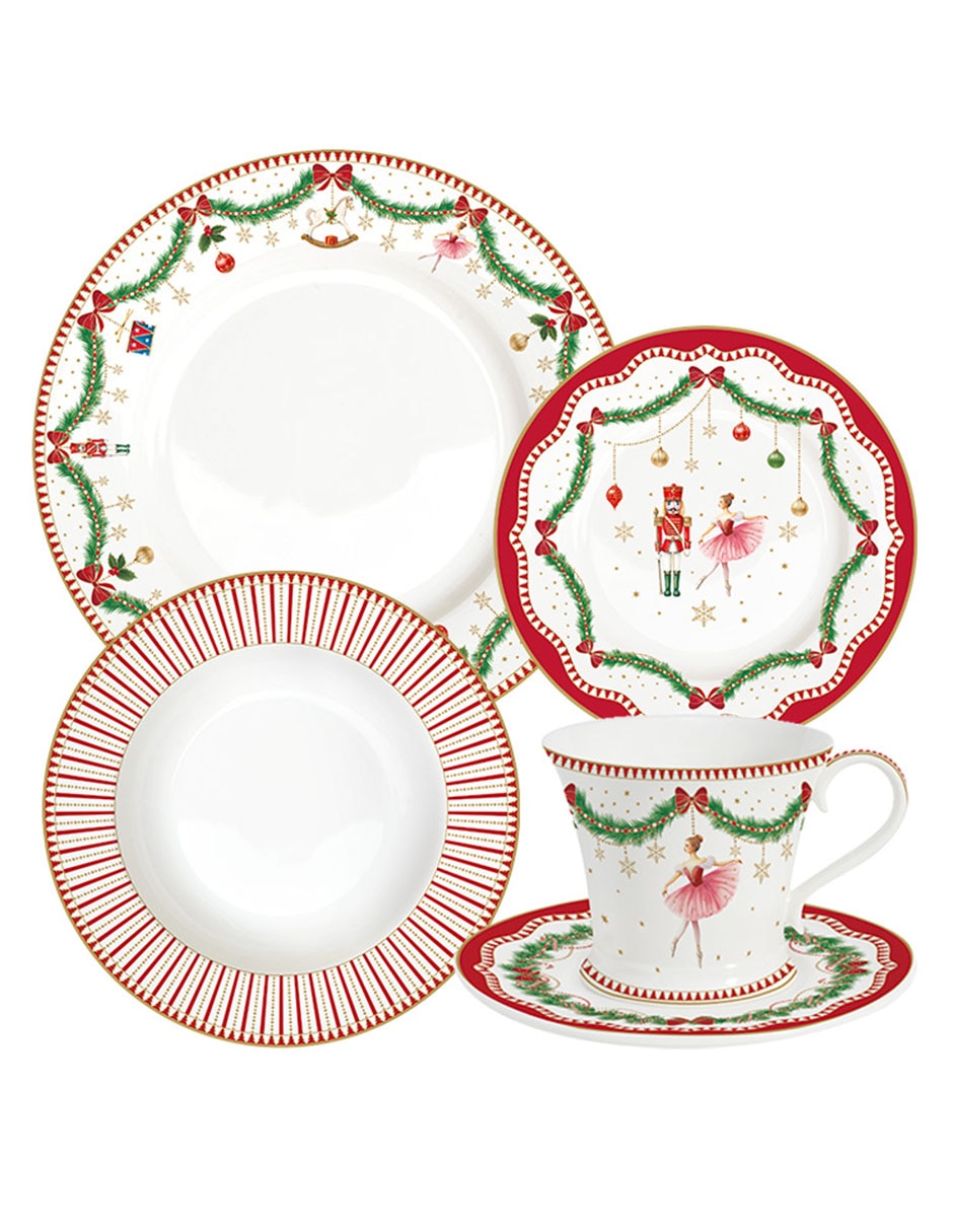 Vajilla N Narrative Lifestyle navideña de porcelana para 4 personas