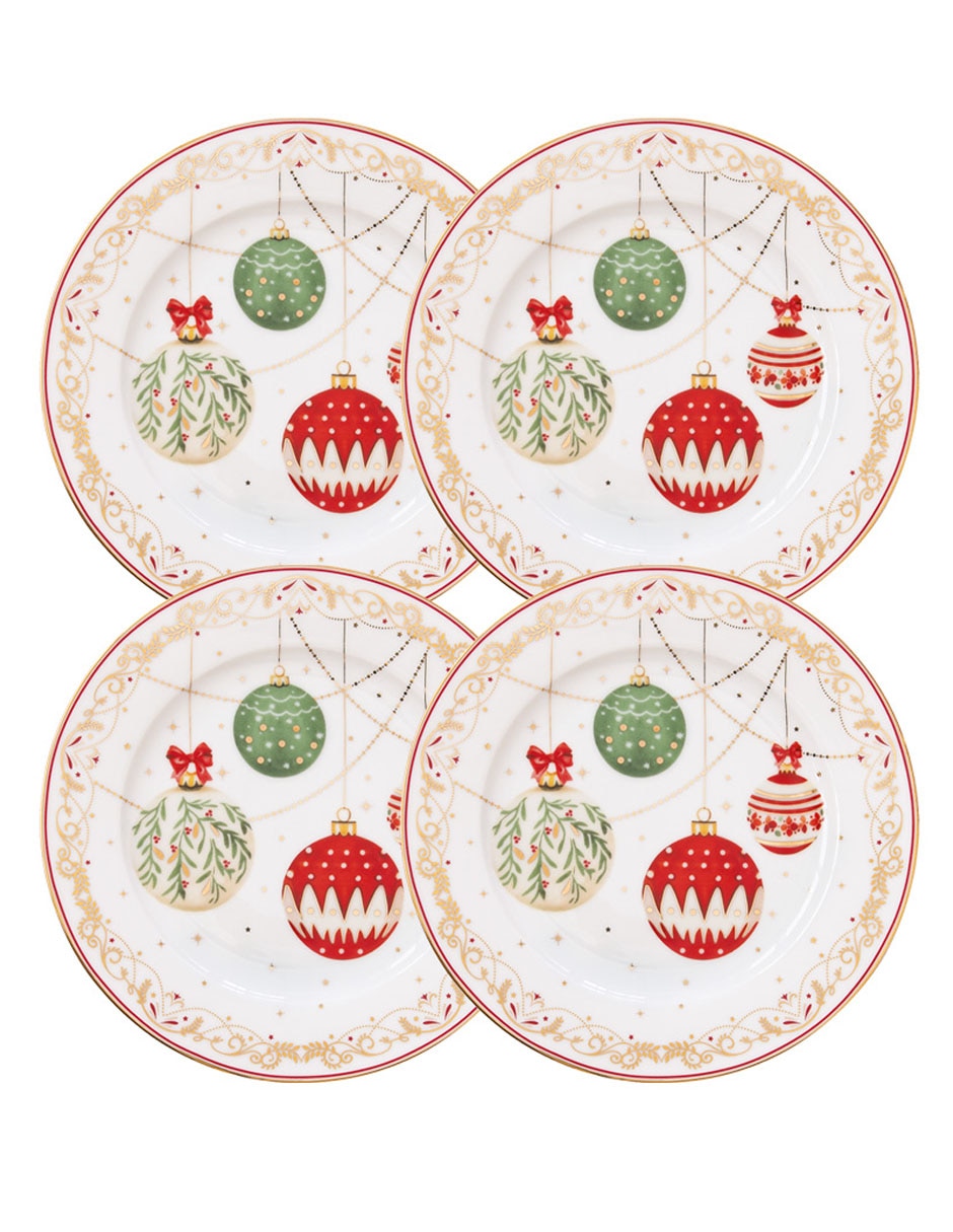 SET PLATO P/POSTRE CHRISTM, MULTICOLORL
