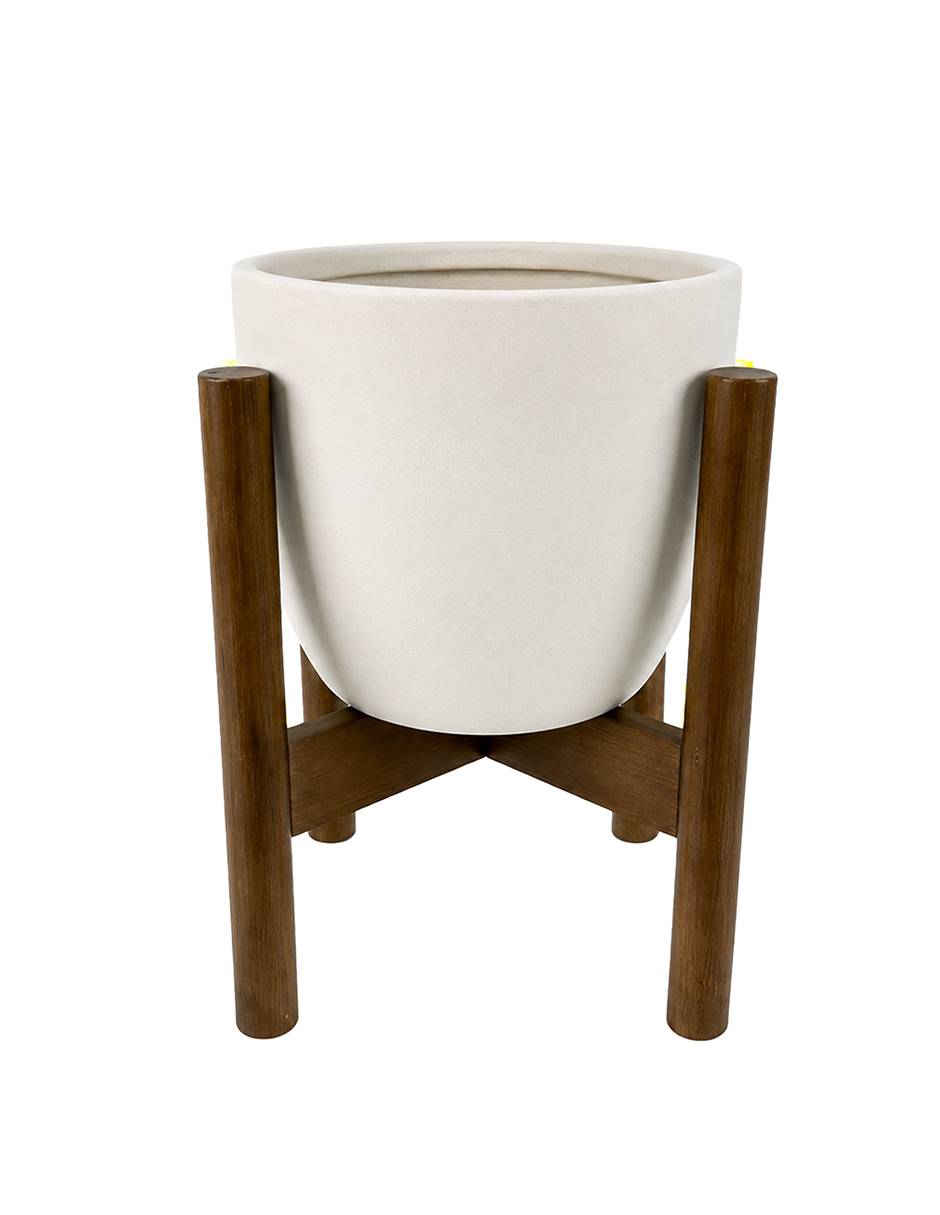 Maceta con base de bambú Haus básico de cerámica