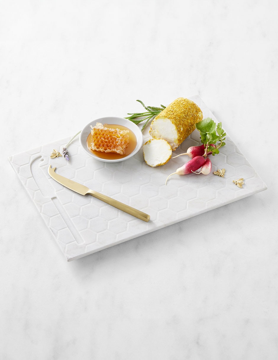 Set tabla para queso Honeycomb de mármol