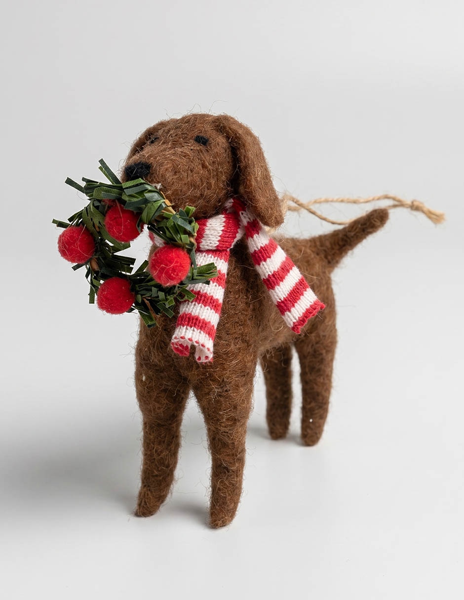 ORNAMENTO PERRO BUFANDA RAYAS