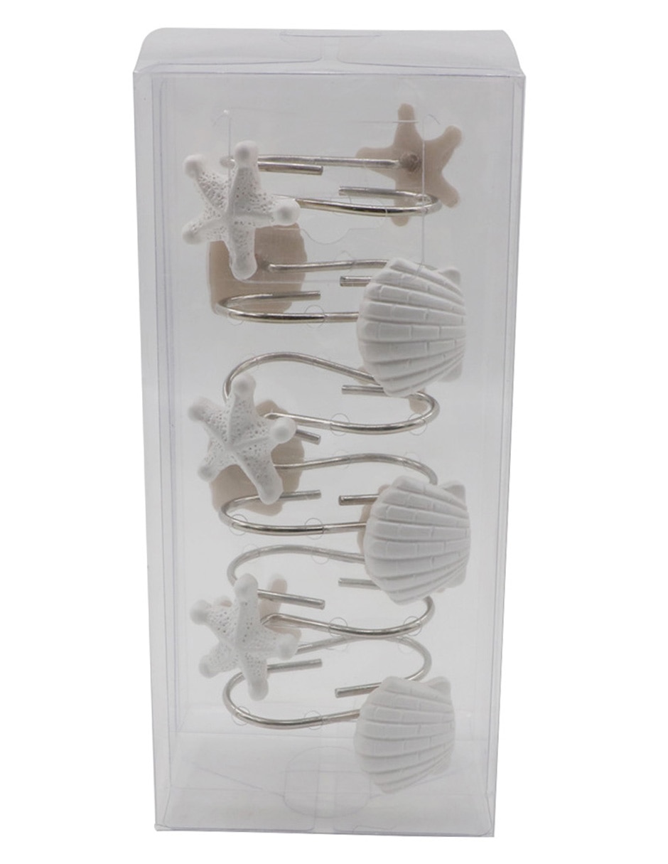 Set de 12 ganchos para cortina Conchas Haus blanco