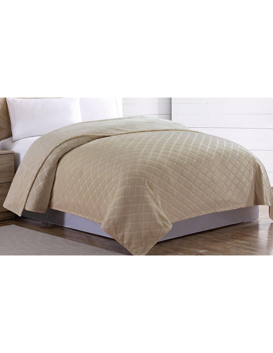 COBERTOR I.DAMASK STRIPE, KS, BEIGE HAU