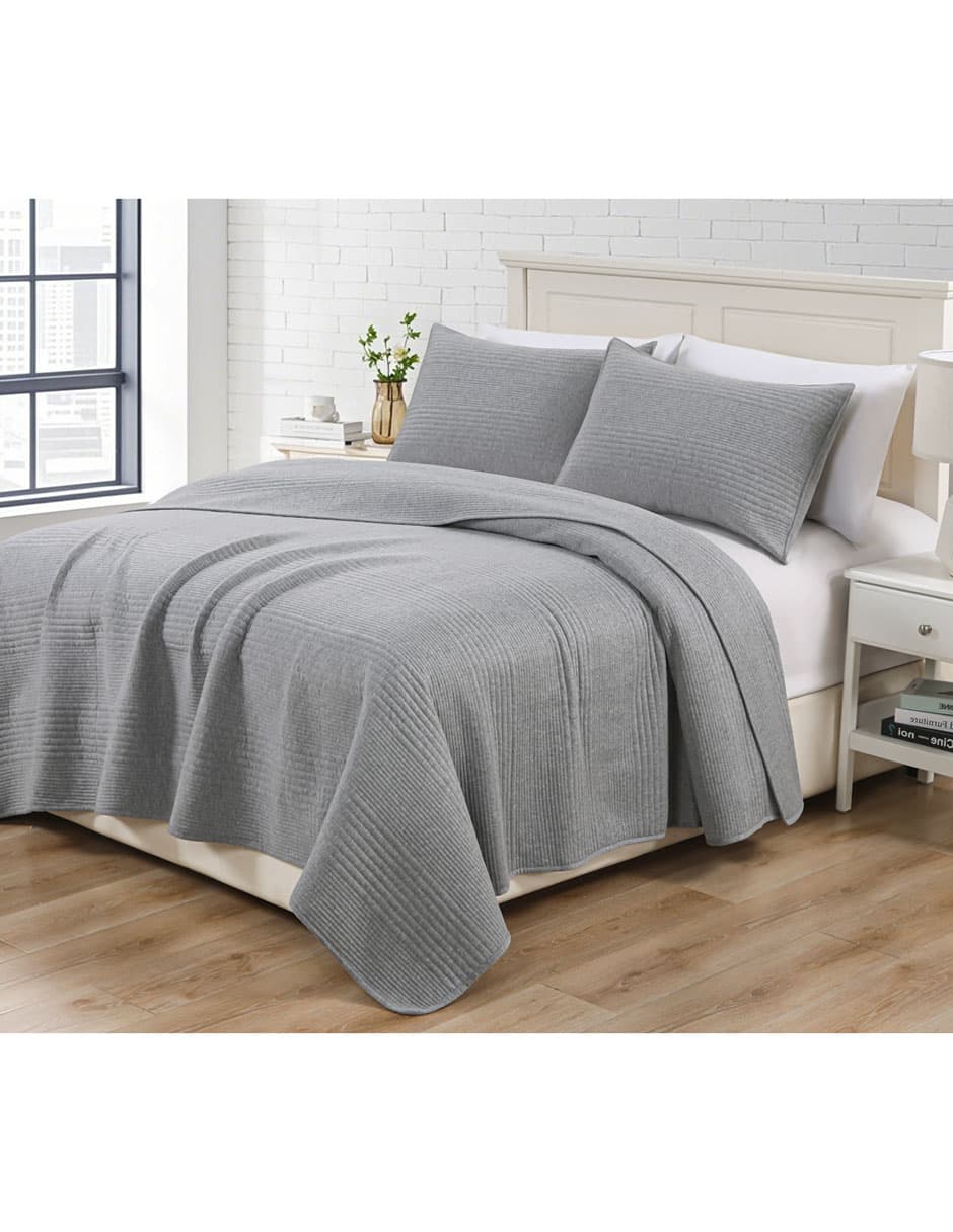 SET COLCHA JERSEY, KS, GRIS OXFORD HAUS