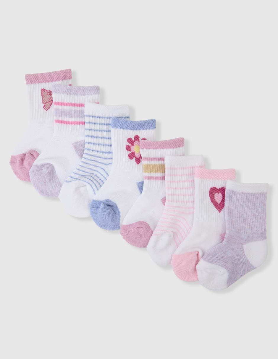 Set calcetín Mon Caramel Basics de algodón para bebé niña 8 pares
