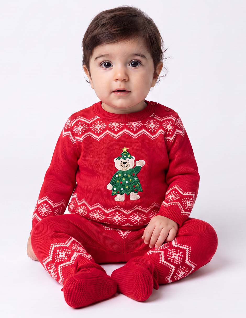 CONJ LEGGING PIQUEN, 18-24 MESES, ROJO