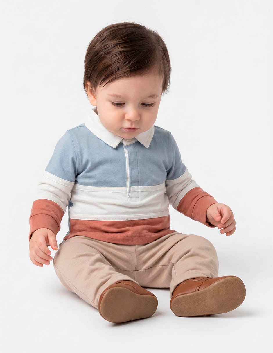 Playera tipo polo Mon Caramel de algodón para bebé niño
