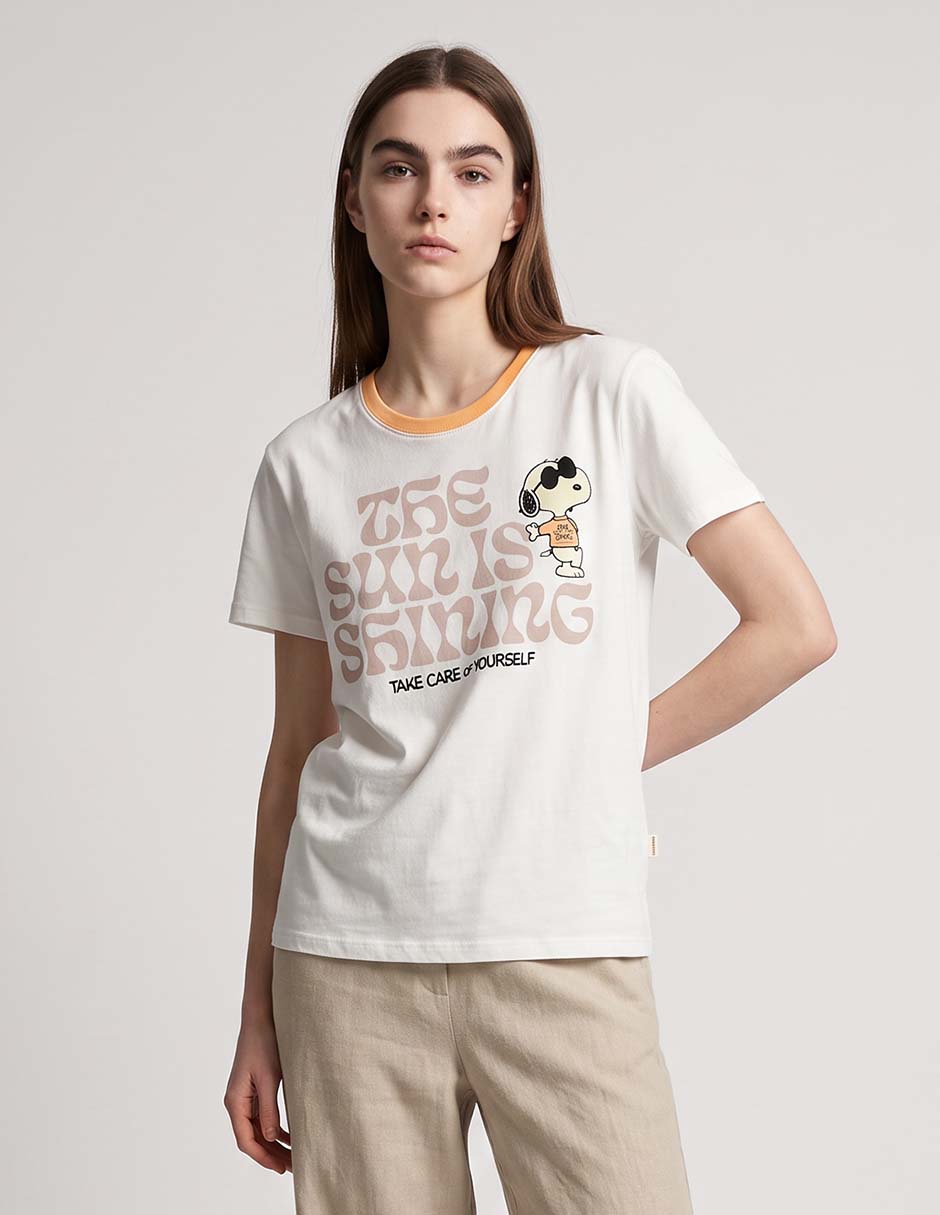 Playera manga corta Aéropostale Snnopy cuello redondo mujer
