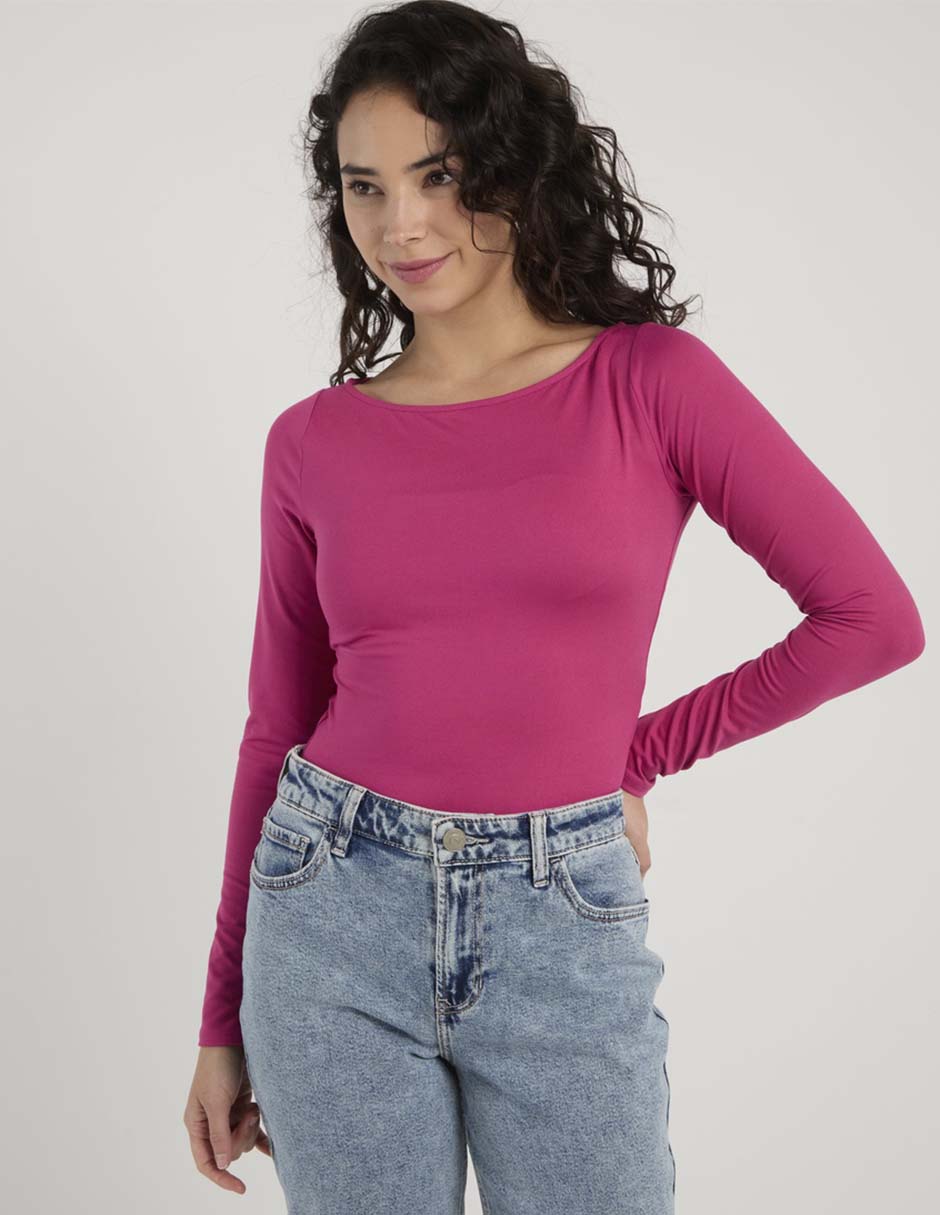 Playera manga larga Hollister cuello ojal mujer
