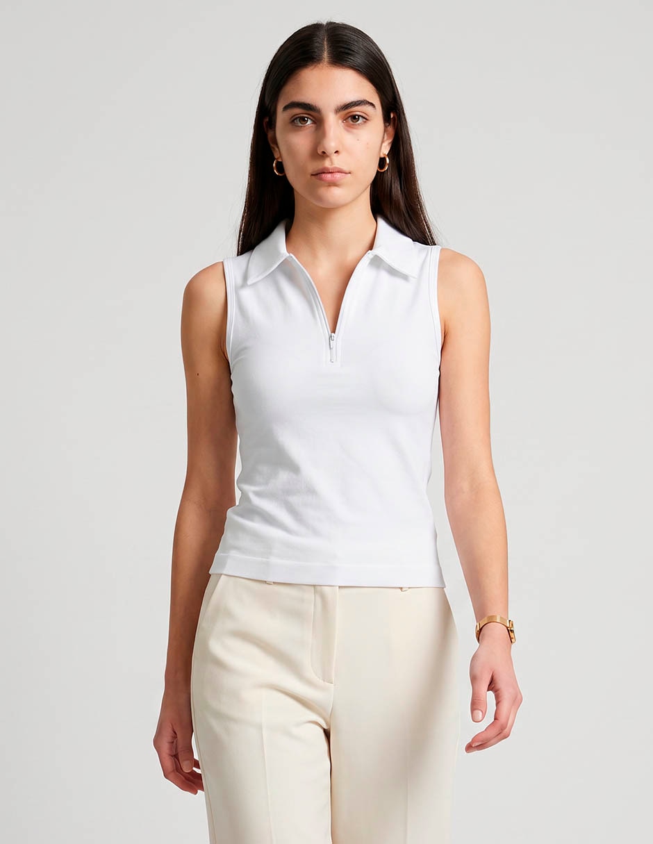 Playera tipo polo coffee bean para mujer