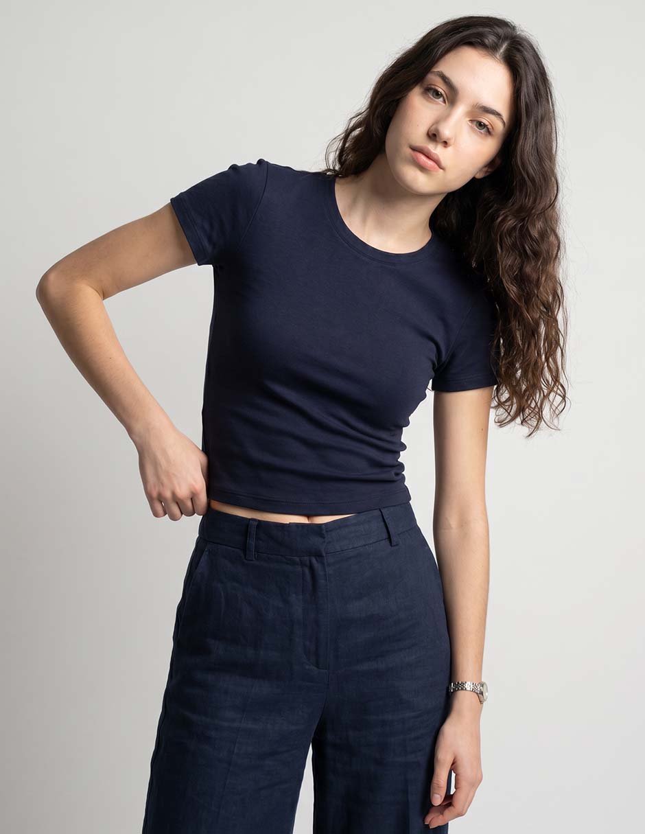 Playera manga corta Coffee Bean cuello redondo para mujer