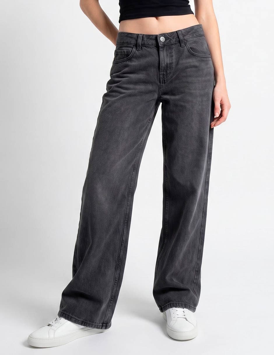 Jeans relaxed wide leg Hollister corte cintura baja para mujer