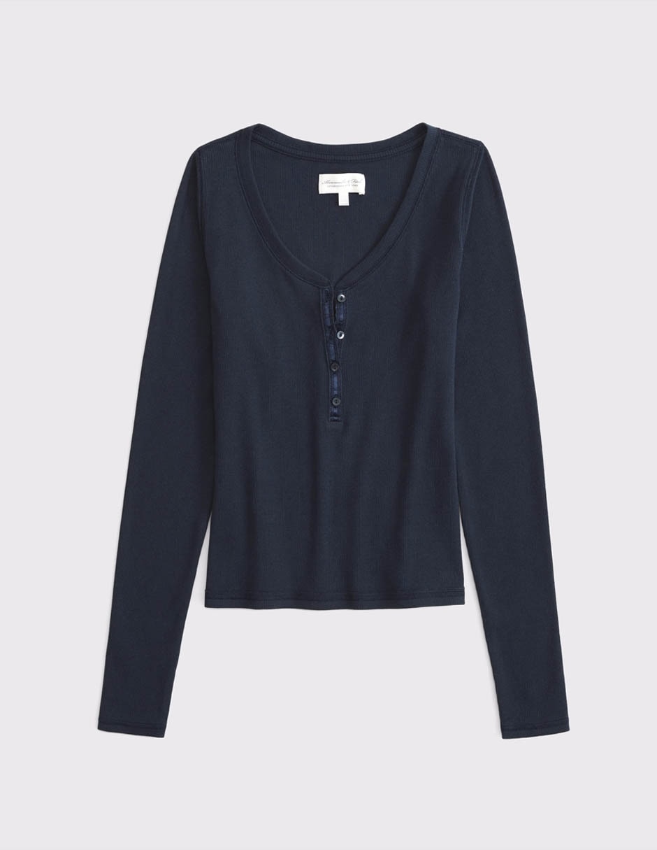 Playera manga larga Abercrombie & Fitch cuello redondo mujer