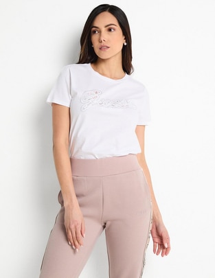 Playera manga corta Guess cuello redondo para mujer