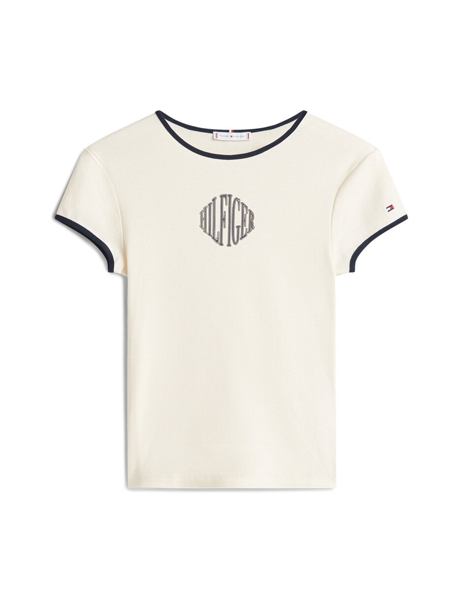 Playera manga corta Tommy cuello redondo mujer