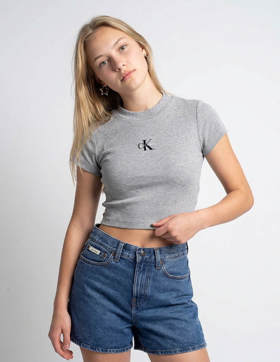 Playera manga corta Ck cuello redondo mujer