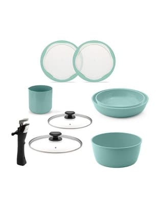 Batería de cocina Jade Cook Smart de aluminio antiadherente cerámica 9 piezas