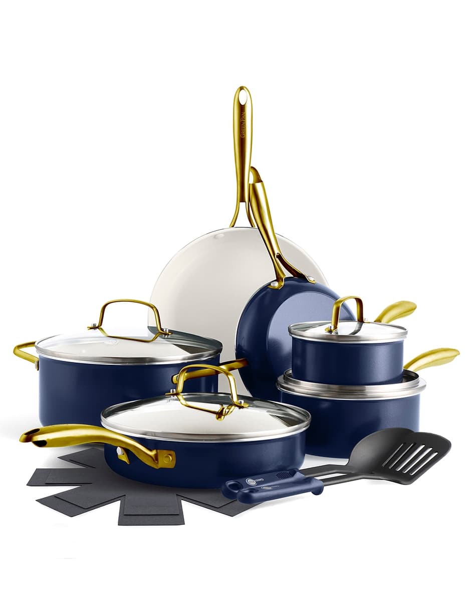 Batería de cocina Greenpan 252015 de aluminio anodizado antiadherente cerámica 12 piezas