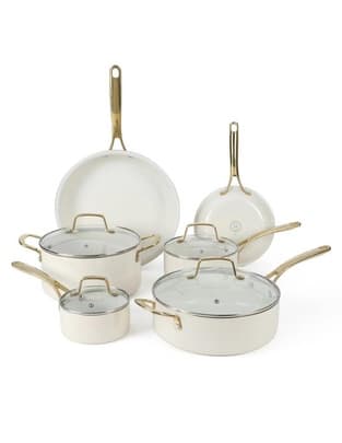 Batería de cocina Martha Stewar Lockton de aluminio esmaltado antiadherente cerámica 10 piezas