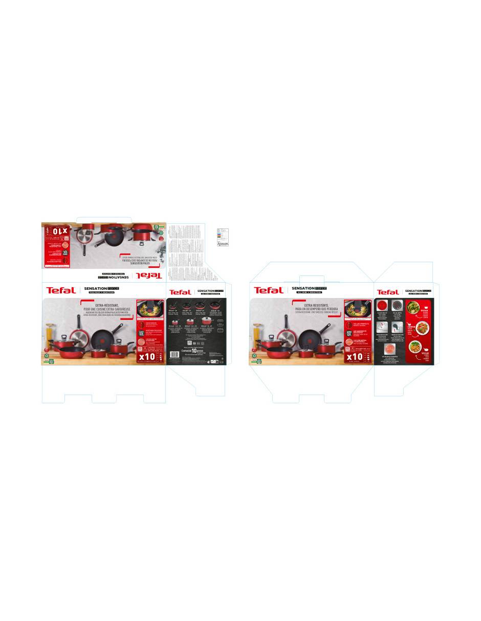 Batería de cocina T-FAL de aluminio antiadherente titanio 10 piezas