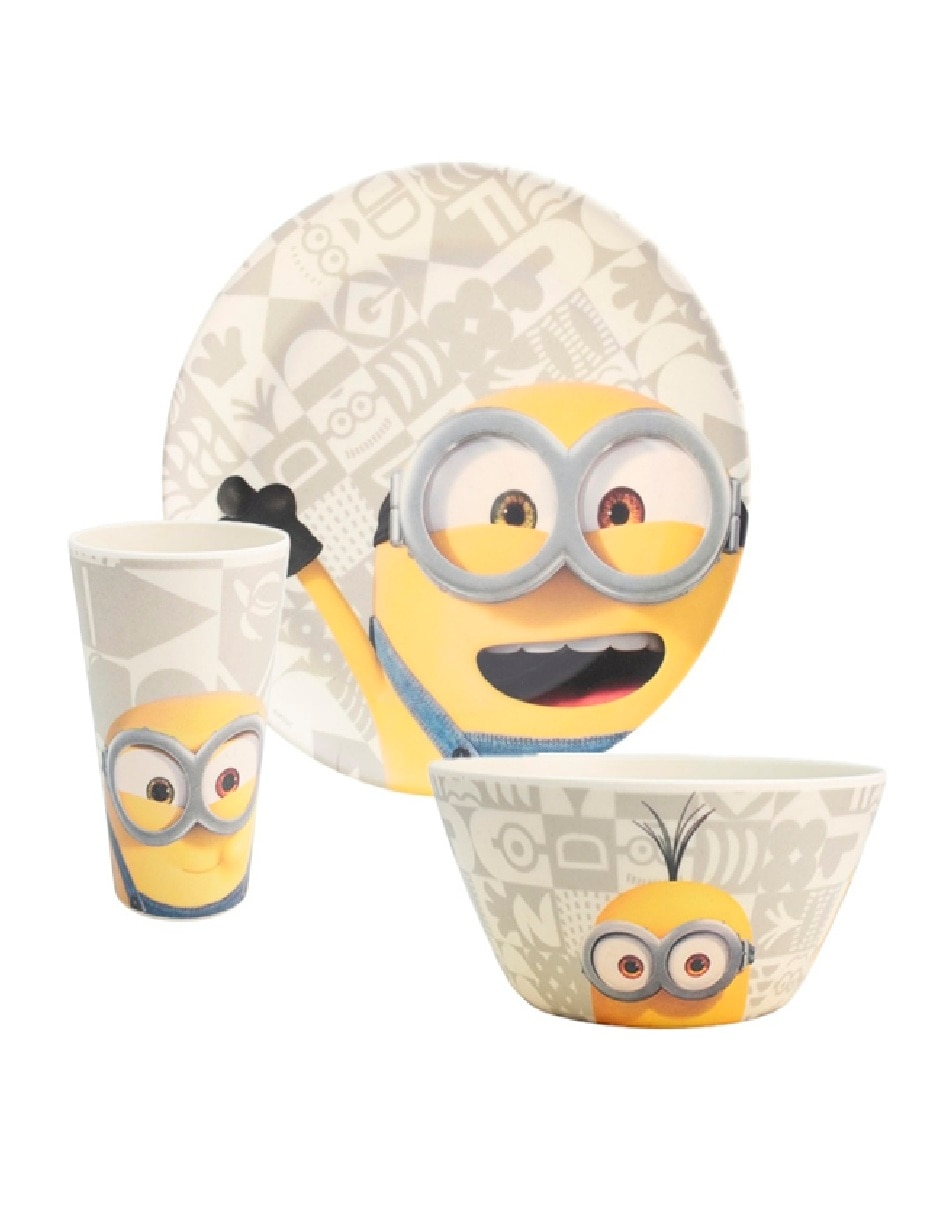 Vajilla cerrada Regalos Siglo XXI Minions de bambú para 4 personas