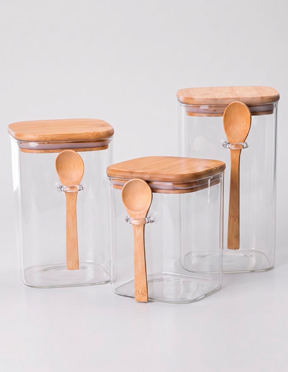 Set de frascos makom home de vidrio