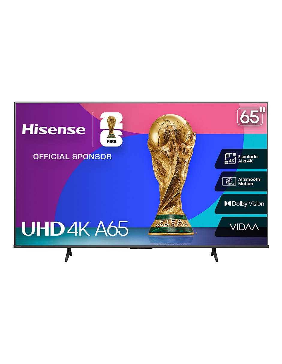 Pantalla Smart TV Hisense UHD de 65 pulgadas 4K/UHD 65A65NV con AI Sports Mode