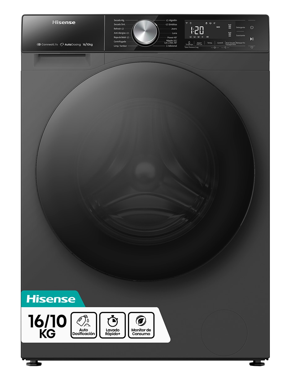 Lavasecadora Hisense eléctrica 16 kg 10 kg WD5S1645BT