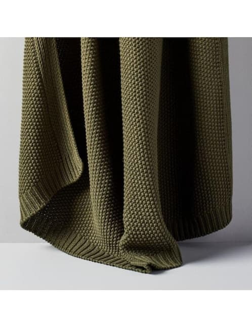FRAZADA COTTON KN, MAT, VERDE OLIVO