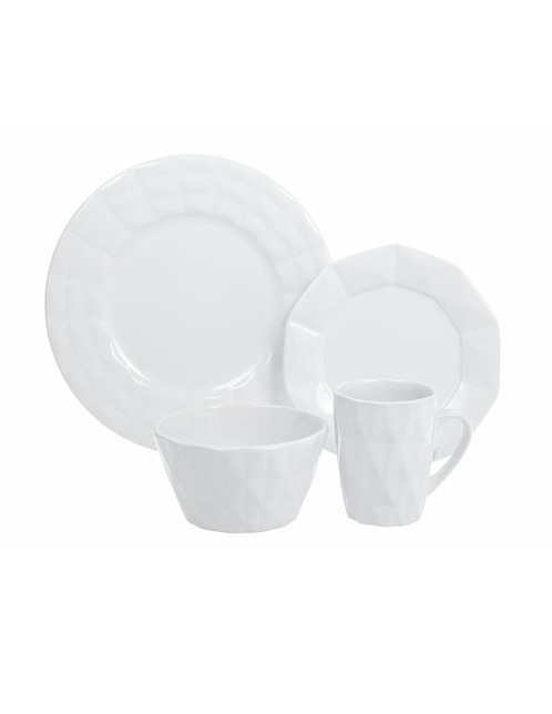 Haus Vajilla Cerrada Prisma Blanca 16 Piezas