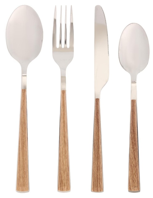 Set cubiertos Haus Woody de acero inoxidable