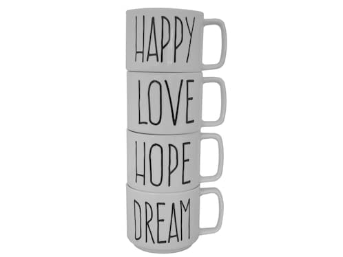 Set de 4 tazas Haus 360 Mililitros Joy blanco