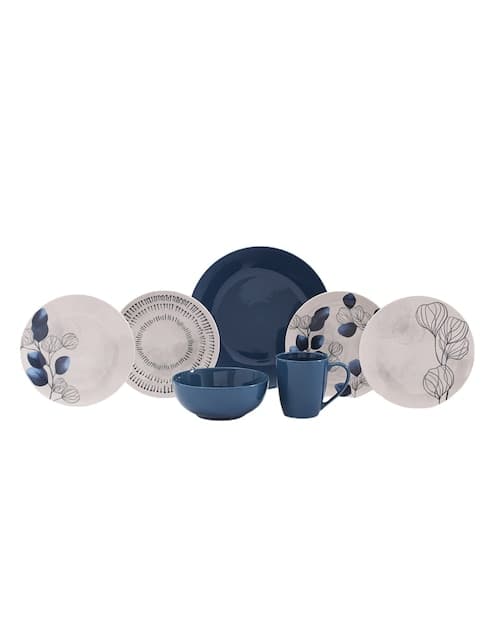 Vajilla cerrada Haus Indigo de porcelana 16 piezas