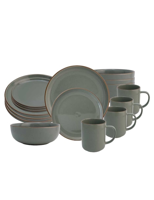 Vajilla cerrada Haus Sans Grey de porcelana 24 piezas