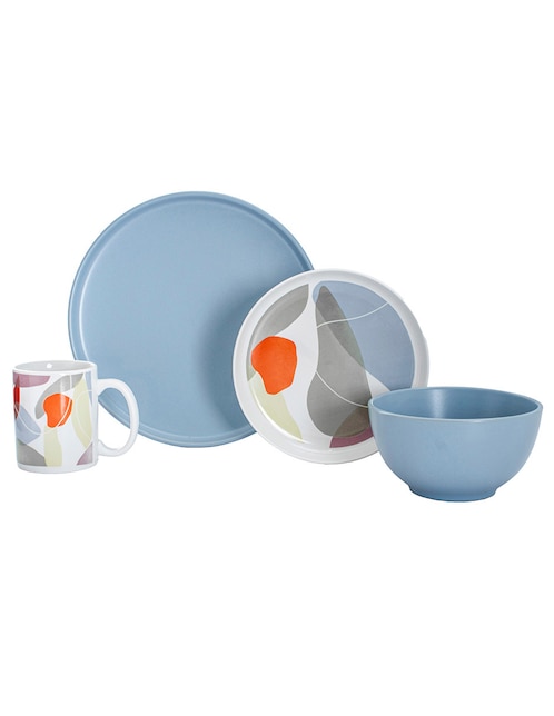 Vajilla cerrada Bluebell & Co. Cecilia de porcelana 16 piezas
