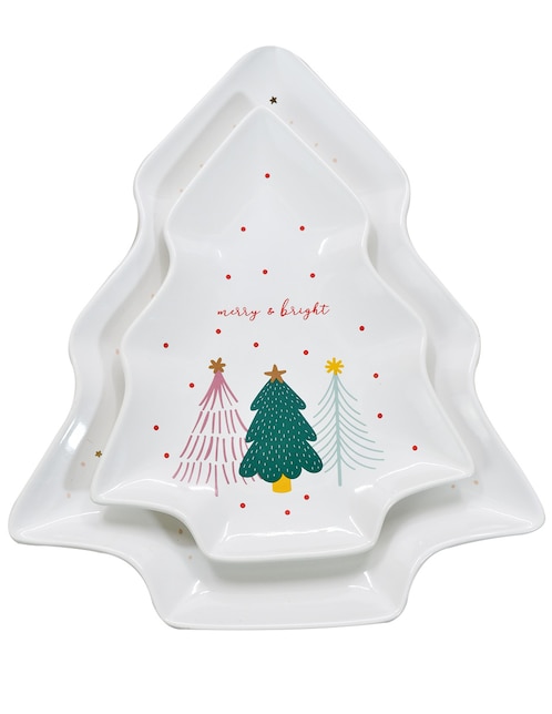 Charola decorativa navideña Haus Holidays de porcelana