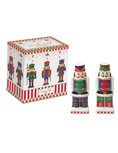 Salero y pimentero navideños N Narrative Nutcracker de porcelana