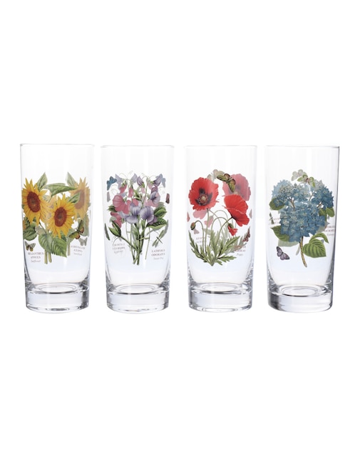 Vaso highball Portmeirion Botanic Garden de cristal con 4 piezas