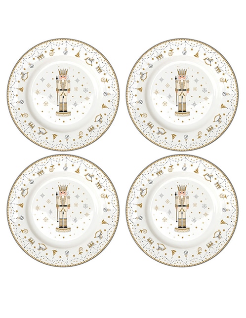 Set platos navideños N Narrative Royal Nutcracker de porcelana 4 piezas