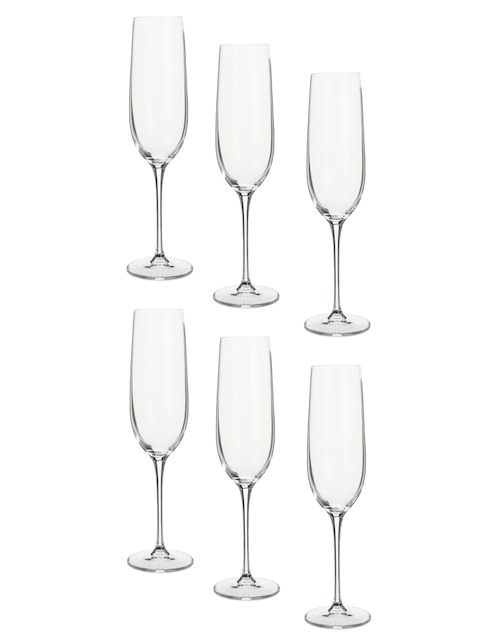 Set de copas para champán Bohemia Uria de cristal 6 piezas