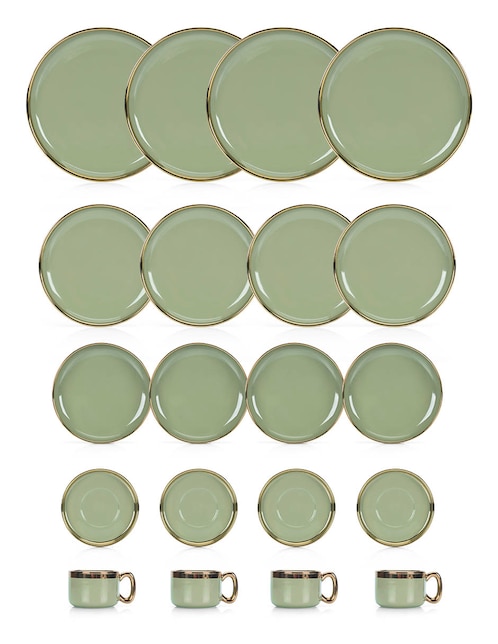 Vajilla cerrada N Narrative Vertgold de porcelana para 4 personas