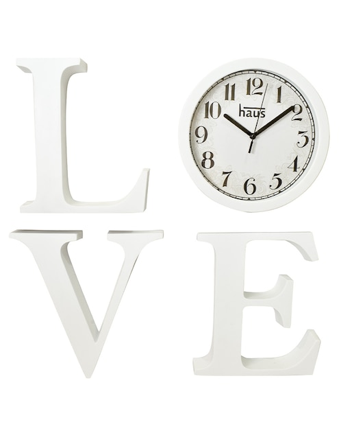 Reloj de pared Haus Love de plástico