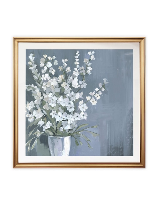 Litografía Madesa Flores blancas técnica impresión