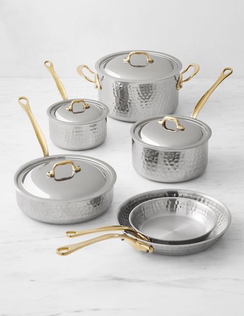 Batería de cocina Williams-Sonoma Mauviel de acero inoxidable antiadherente convencional 10 piezas
