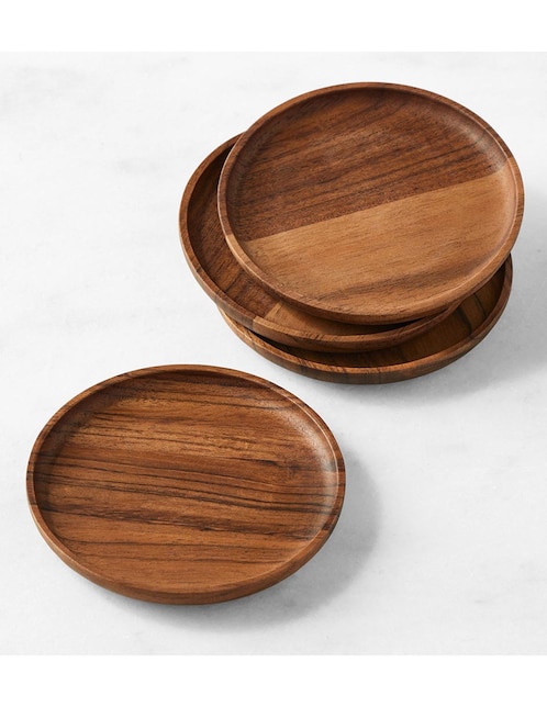 Set de portavasos Acacia de madera 4 piezas